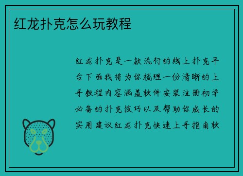 红龙扑克怎么玩教程